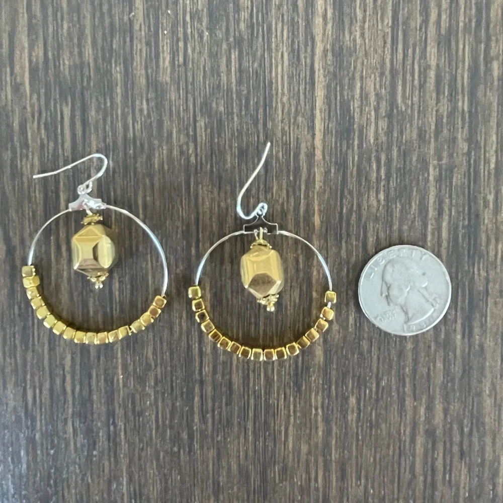 HAND CRAFTED EARRINGS Silver Hoops Goldtone Focals Gold Plated Cubes Statement